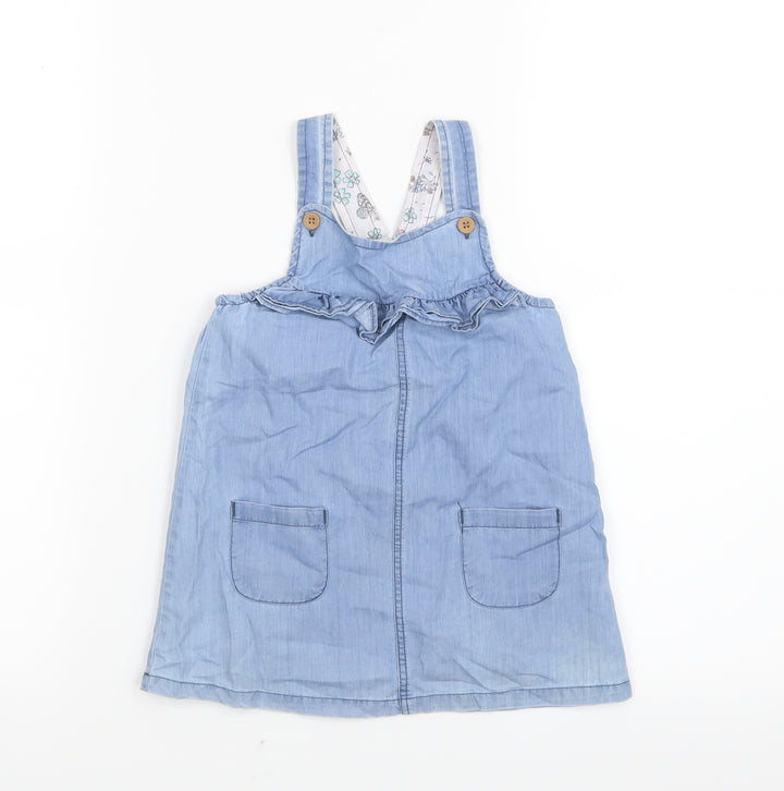 Matalan Girls Blue Pinafore/Dungaree Dress Size 9-12 Months
