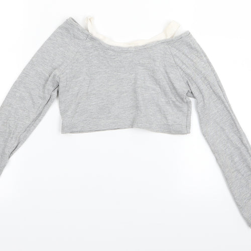 adams kids Girls Grey   Basic T-Shirt Size 7 Years  - crop