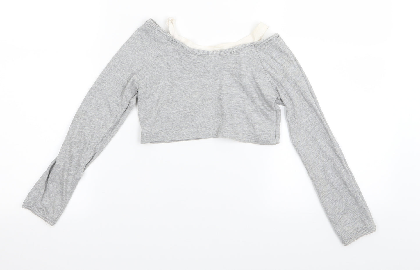 adams kids Girls Grey   Basic T-Shirt Size 7 Years  - crop