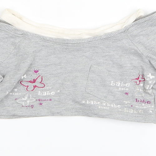 adams kids Girls Grey   Basic T-Shirt Size 7 Years  - crop