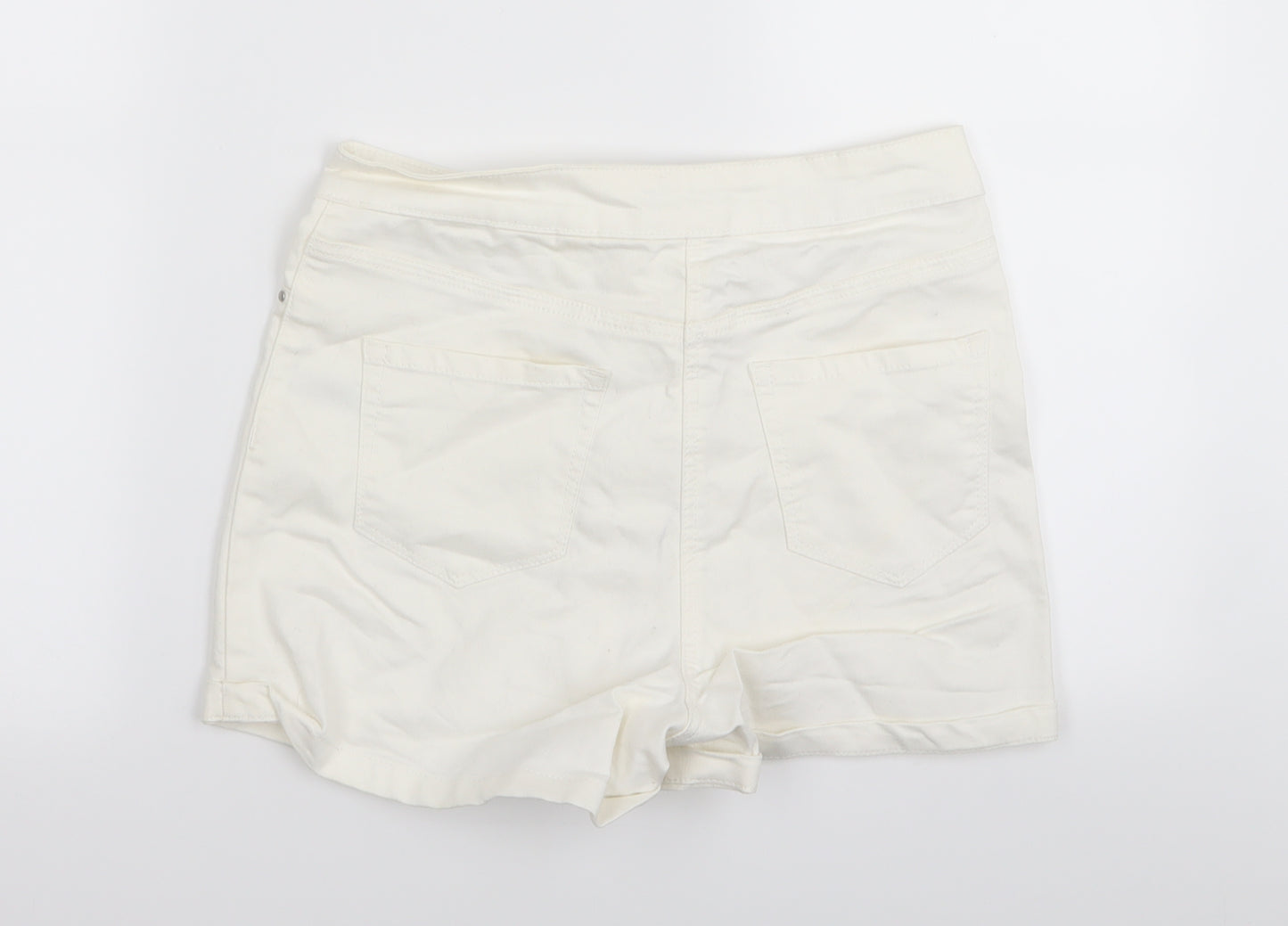 Matalan Womens White  Denim Hot Pants Shorts Size 10
