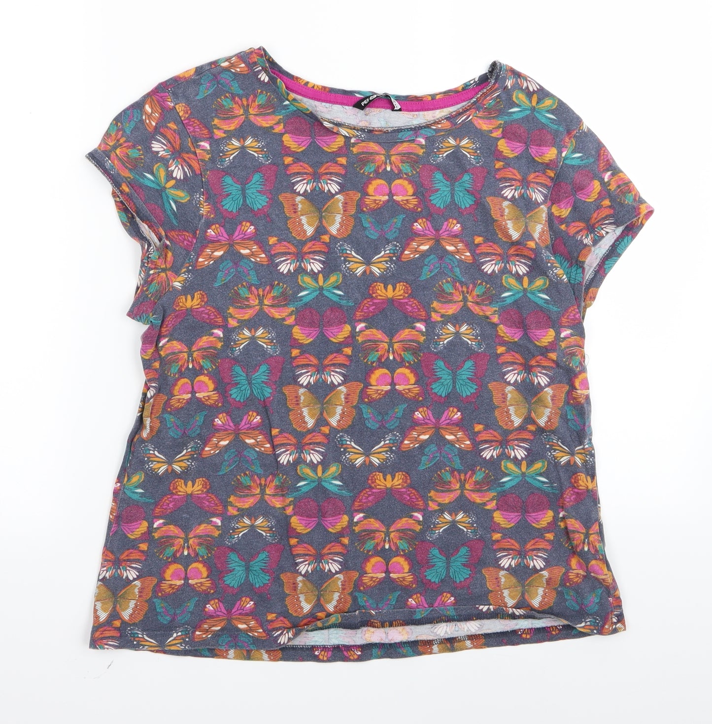 PEP AND CO Womens Grey   Basic T-Shirt Size 16  - BUTTERFLIES