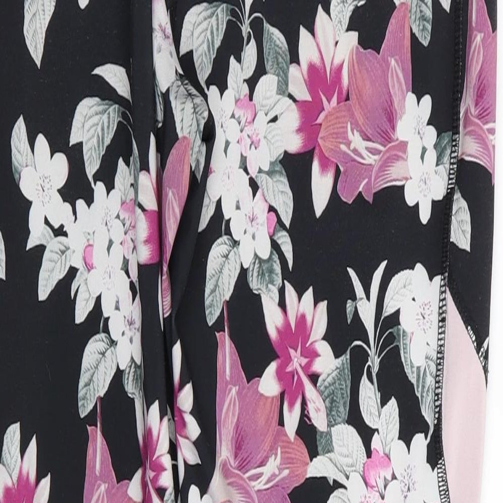 Crivit Womens Black Floral  Compression Leggings Size 12 L28 in - Stretch waistband