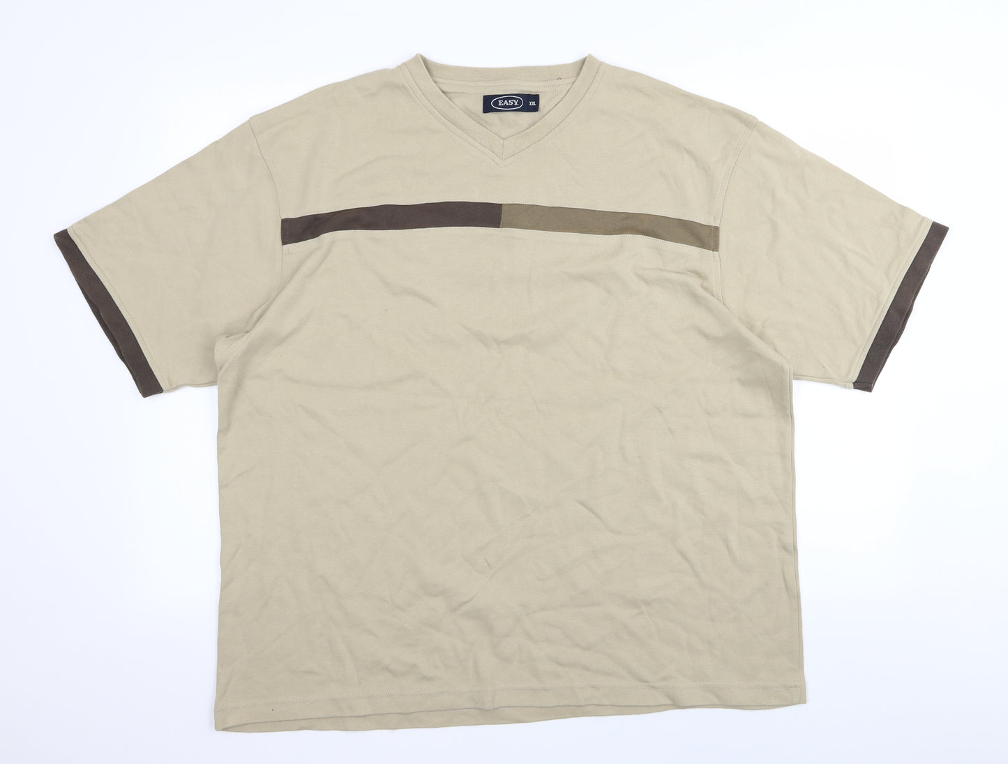 Easy Mens Beige    T-Shirt Size 2XL