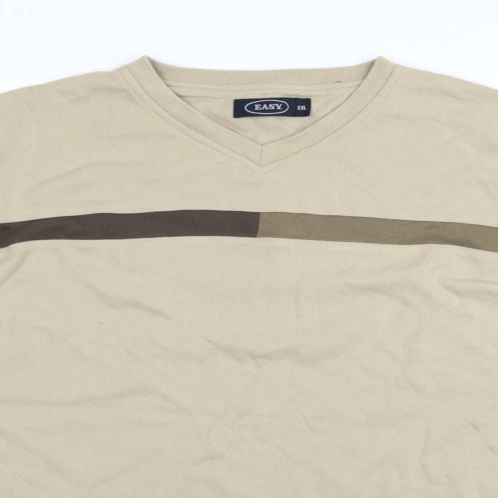 Easy Mens Beige    T-Shirt Size 2XL