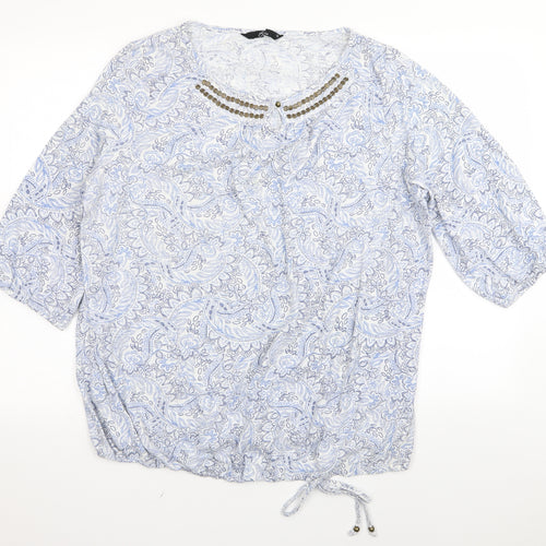 BM Womens Blue Floral  Basic T-Shirt Size 22