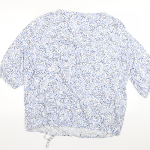 BM Womens Blue Floral  Basic T-Shirt Size 22