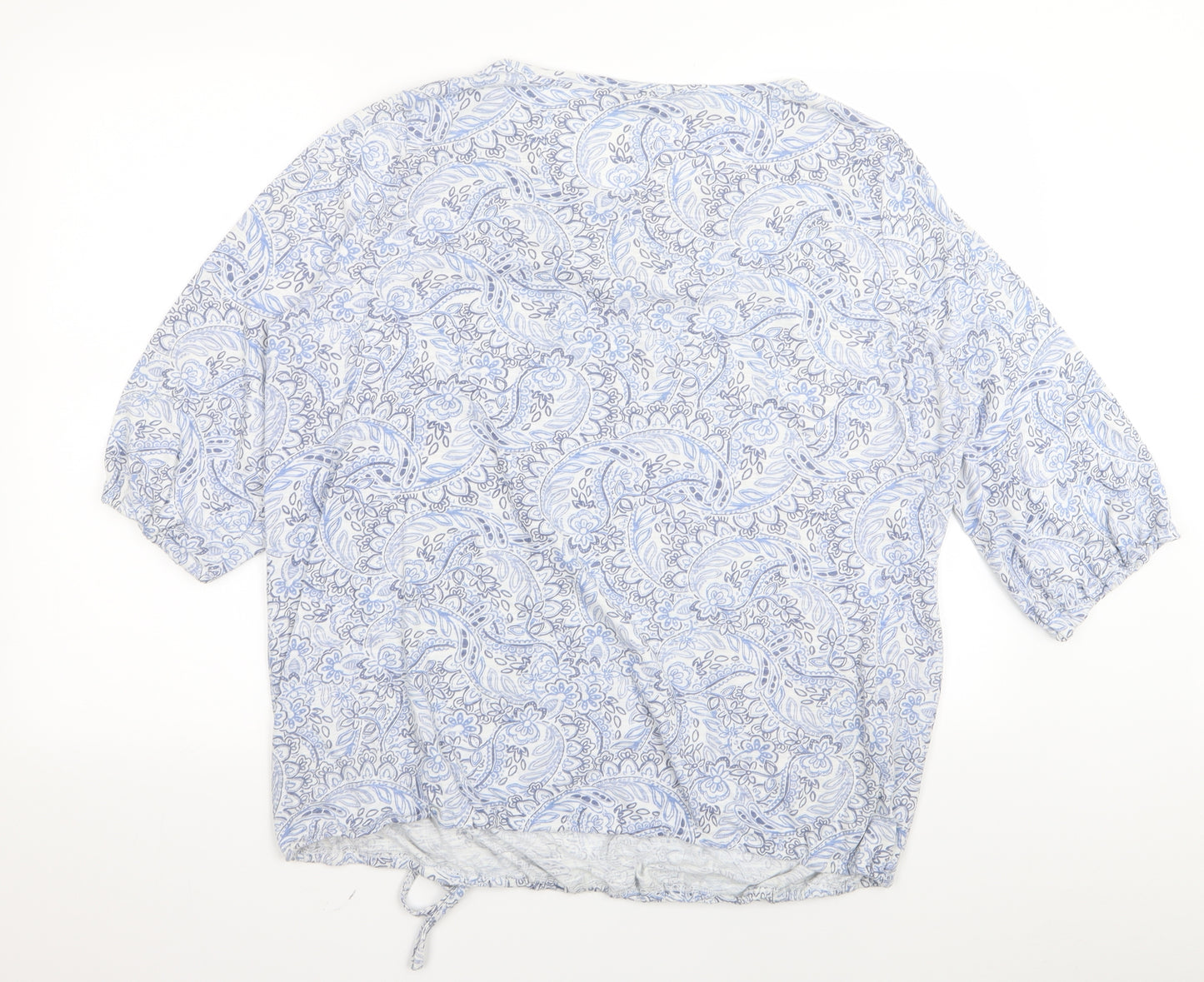 BM Womens Blue Floral  Basic T-Shirt Size 22