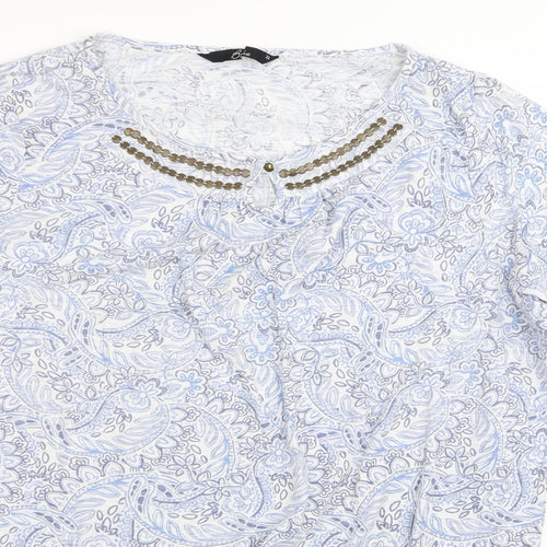 BM Womens Blue Floral  Basic T-Shirt Size 22