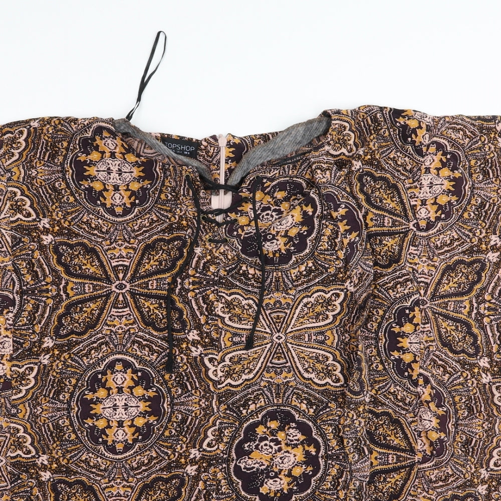 Topshop Womens Multicoloured Geometric  Playsuit One-Piece Size 8