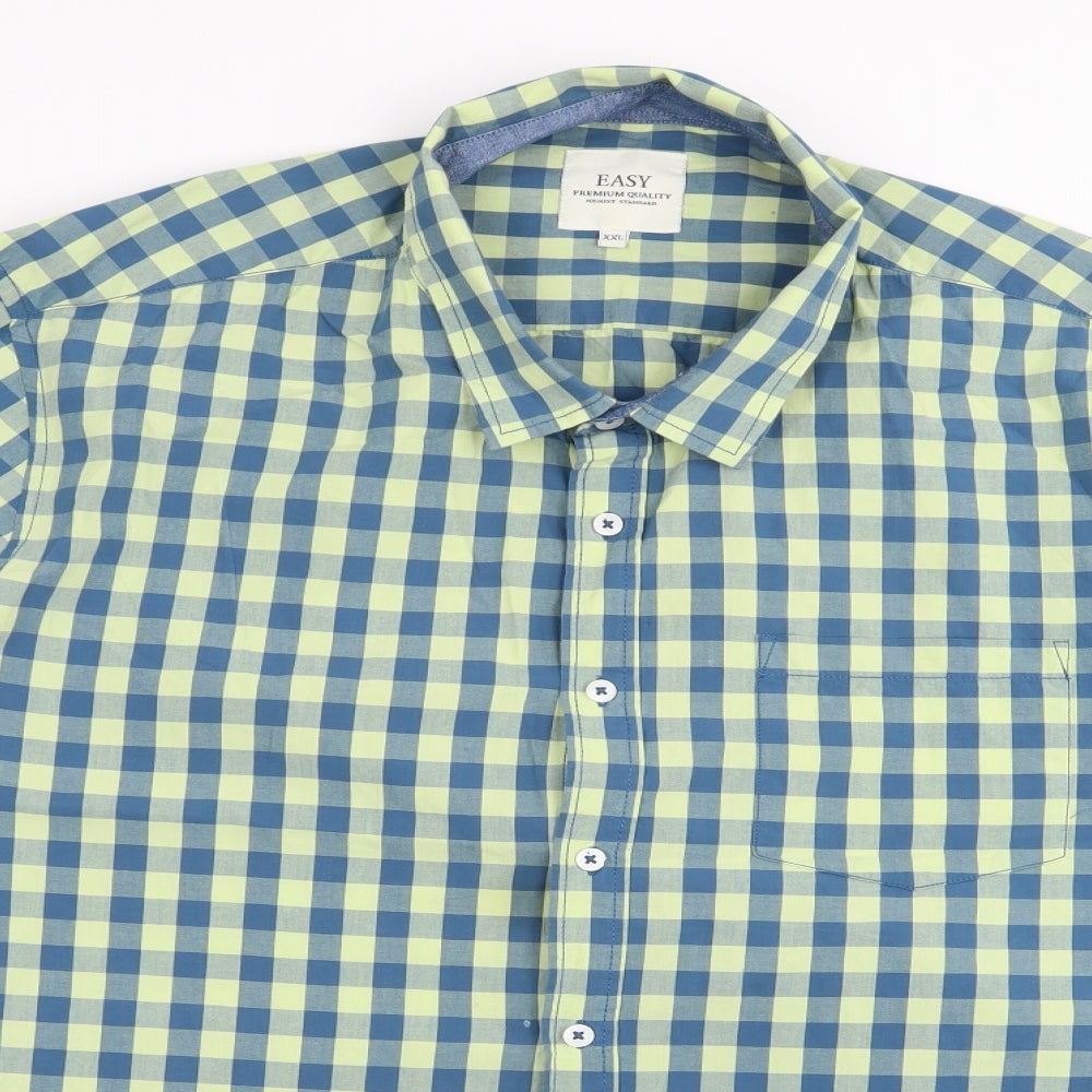 Easy Mens Green Check   Button-Up Size 2XL