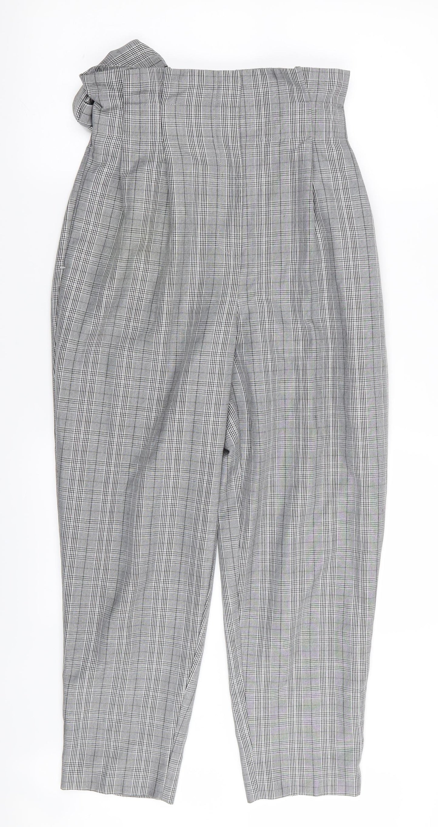 Topshop Womens Grey Check  Trousers  Size 10 L26 in