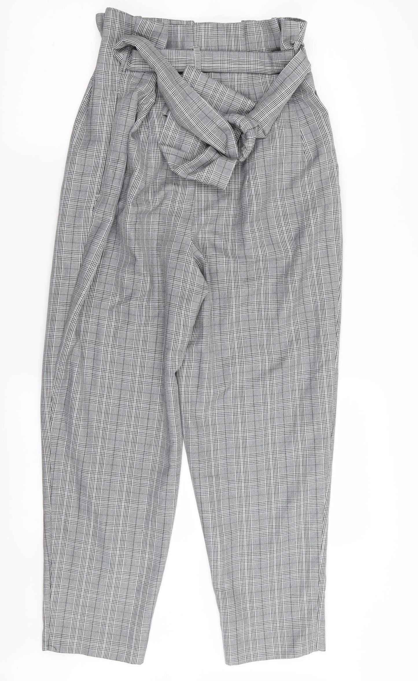 Topshop Womens Grey Check  Trousers  Size 10 L26 in