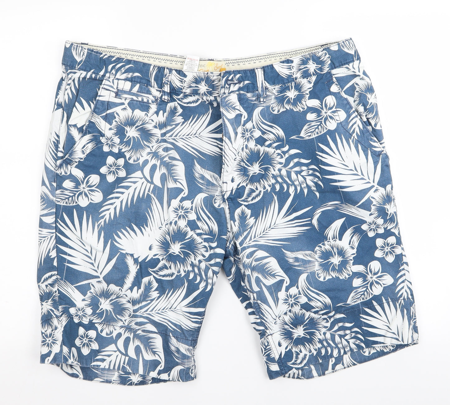 NEXT Mens Blue Floral  Chino Shorts Size 40