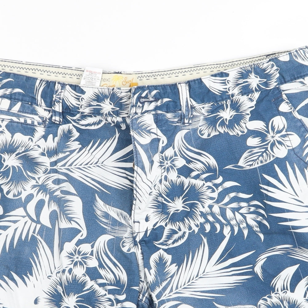NEXT Mens Blue Floral  Chino Shorts Size 40