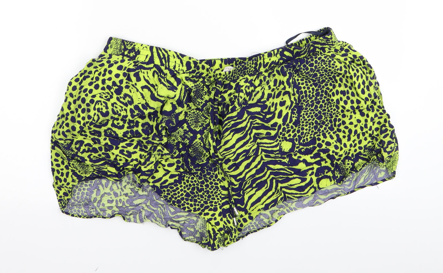 F&F Womens Blue Animal Print  Hot Pants Shorts Size 22