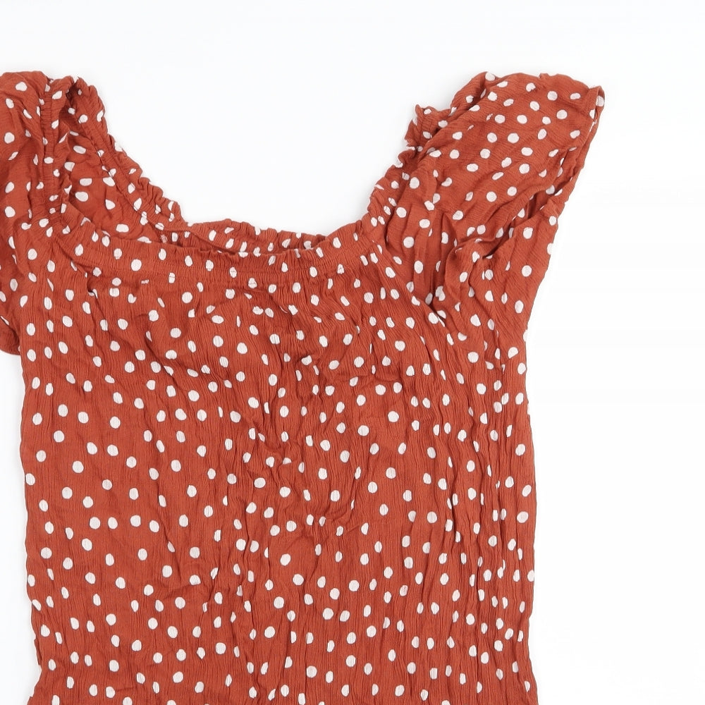 Primark Womens Brown Polka Dot  Basic T-Shirt Size 14