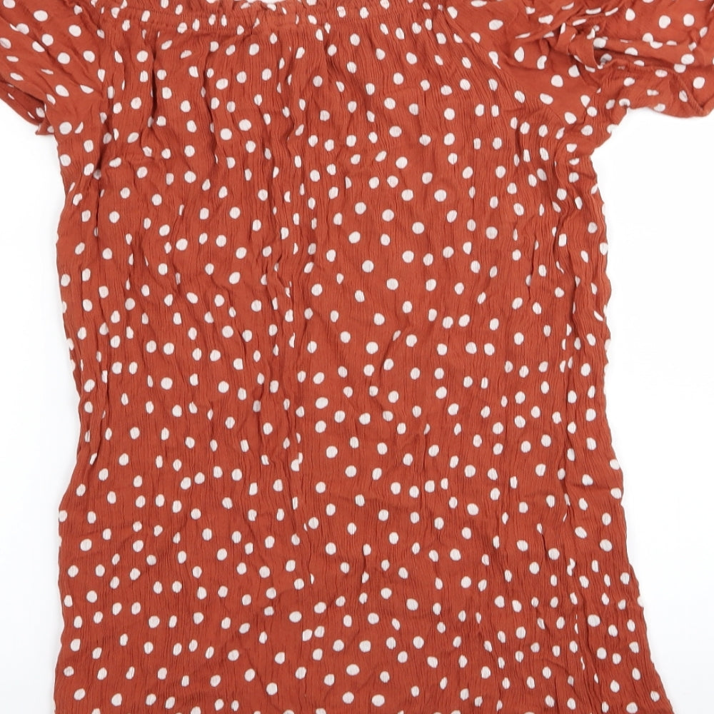 Primark Womens Brown Polka Dot  Basic T-Shirt Size 14