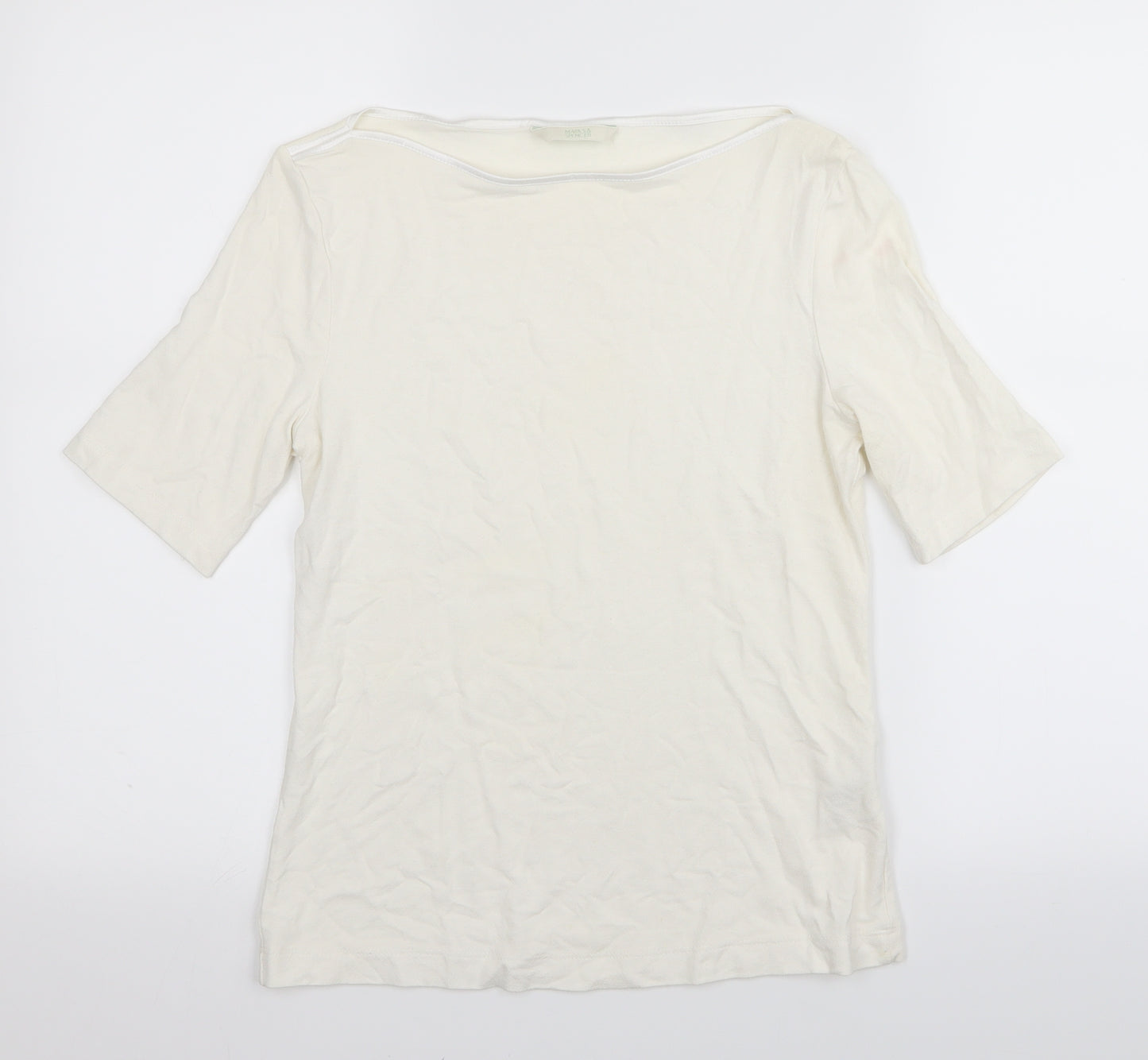 M&S Womens White   Basic T-Shirt Size 10