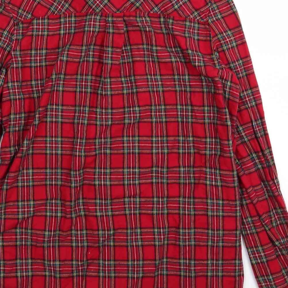 New Look Womens Red Check  Basic Button-Up Size 8