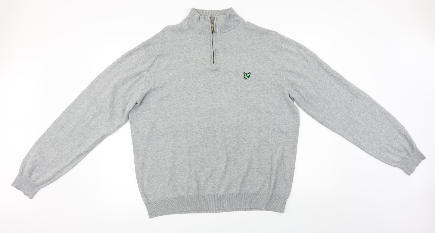 Lyle & Scott  Mens Grey   Henley Jumper Size 2XL
