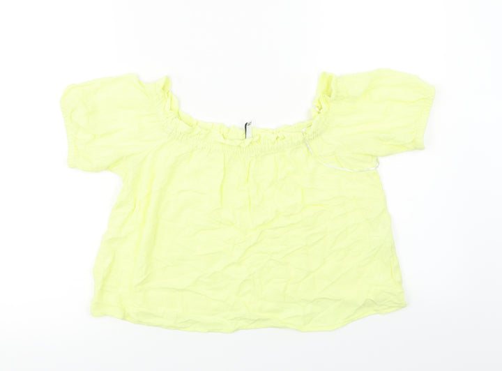 Bershka Womens Yellow Basic Blouse Size M