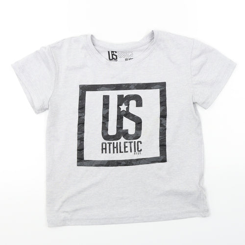 US Athletic  Boys Grey   Basic T-Shirt Size 10 Years