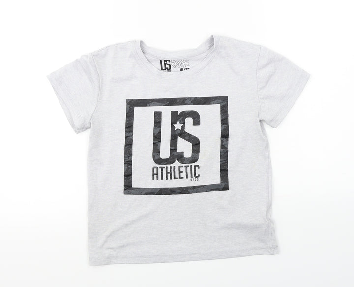 US Athletic Boys Grey Basic T-Shirt Size 10 Years