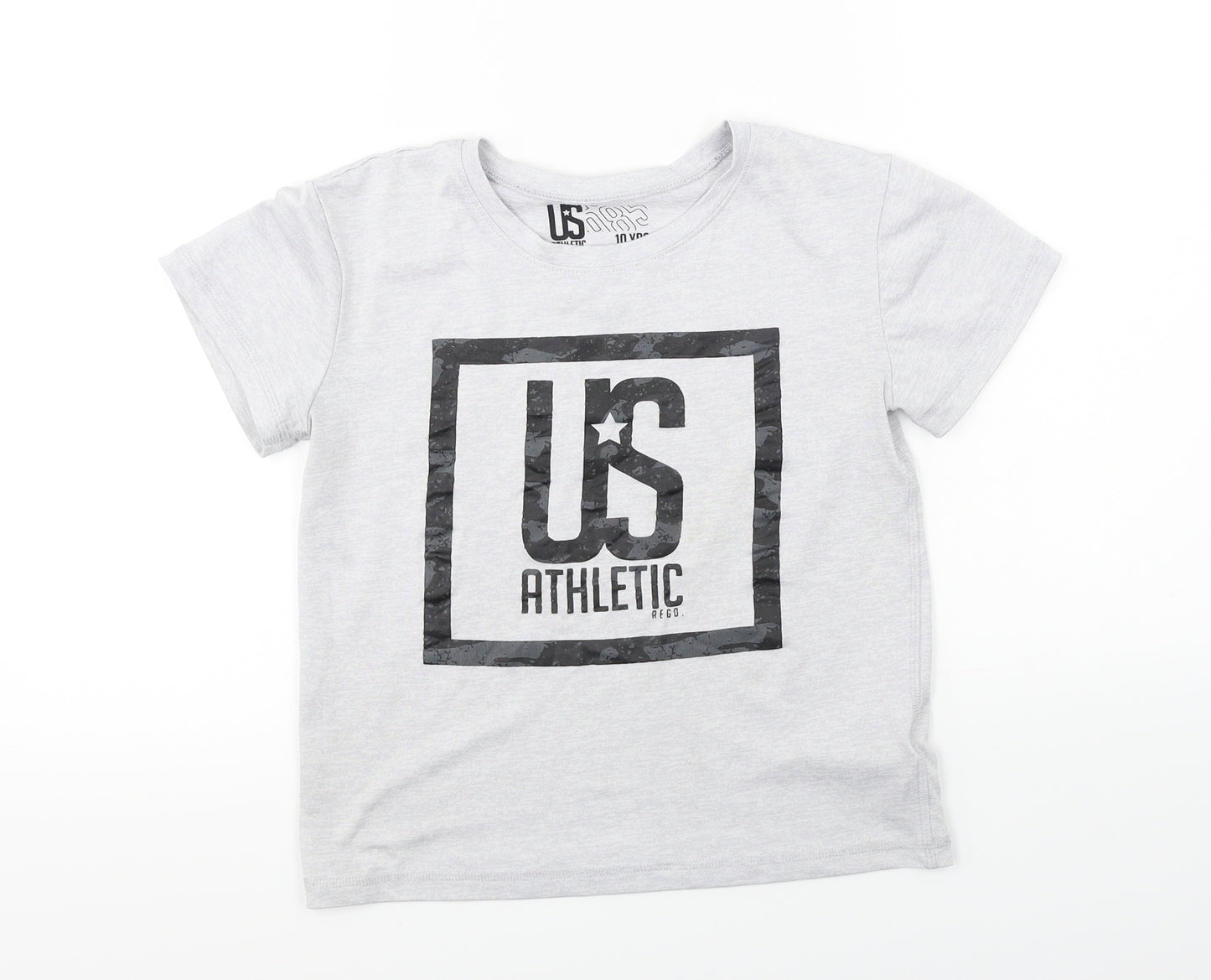 US Athletic  Boys Grey   Basic T-Shirt Size 10 Years