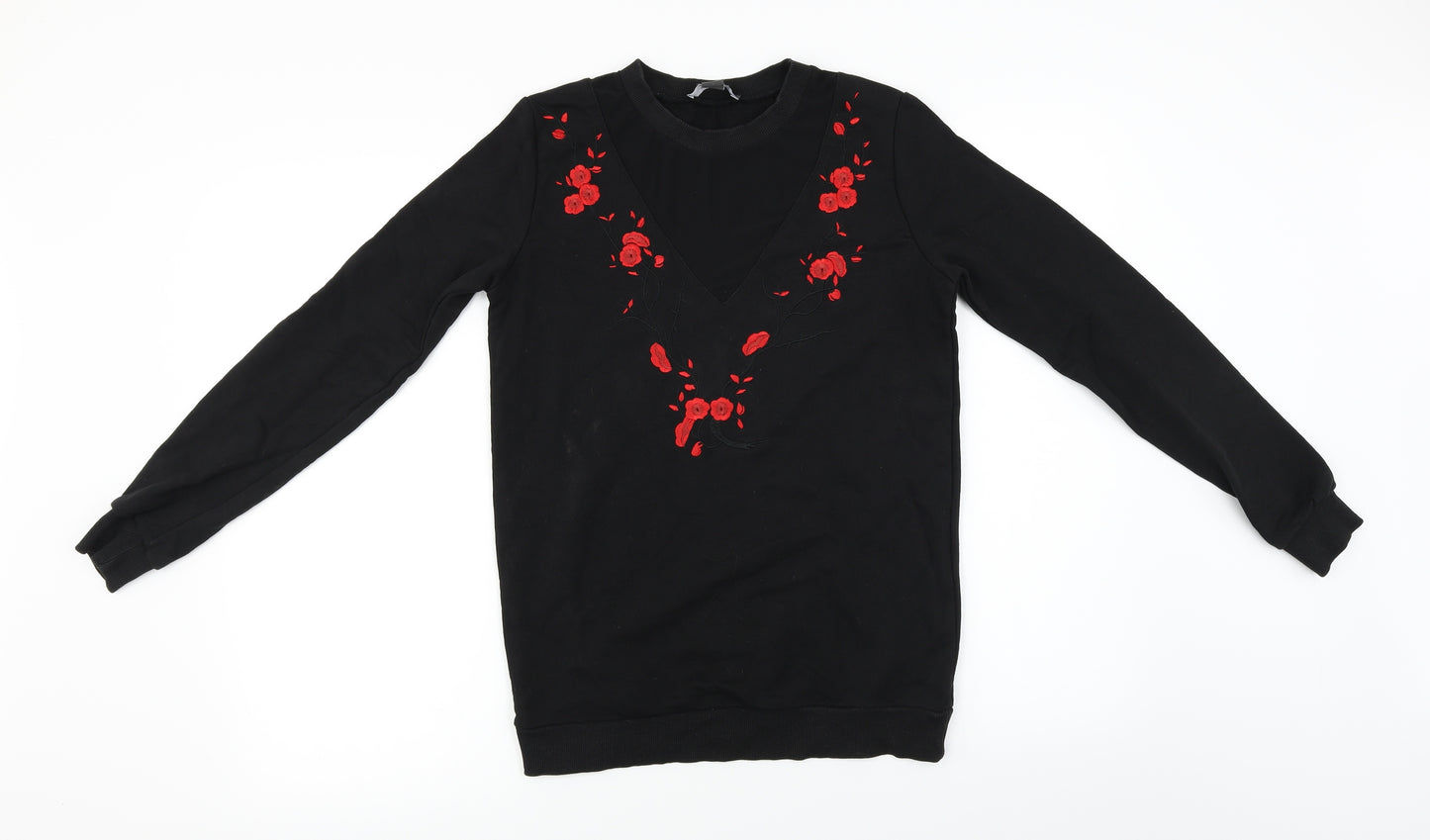 Primark  Womens Black Floral  Pullover Jumper Size 8