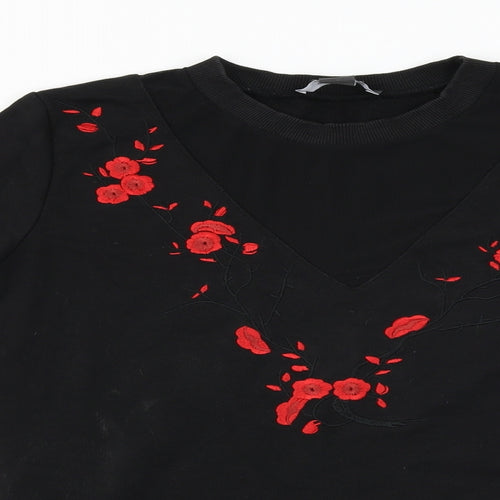 Primark  Womens Black Floral  Pullover Jumper Size 8