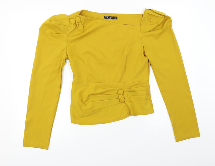 Nasty Gal Womens Yellow Basic Blouse Size 8