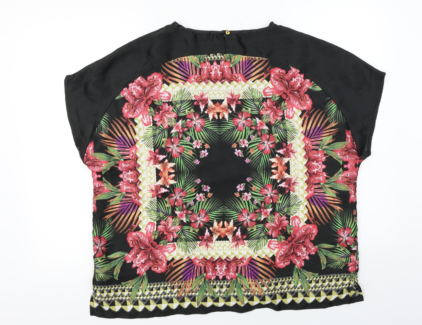 Peacocks  Womens Black Floral  Basic Blouse Size 18