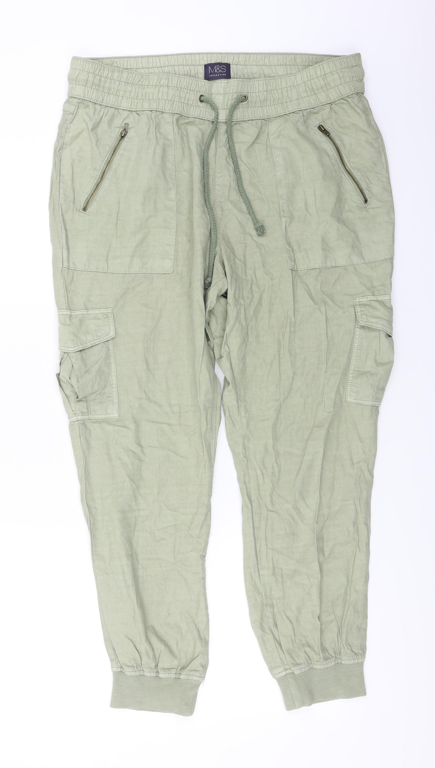Marks and Spencer  Womens Green   Trousers  Size 34 in L24 in
