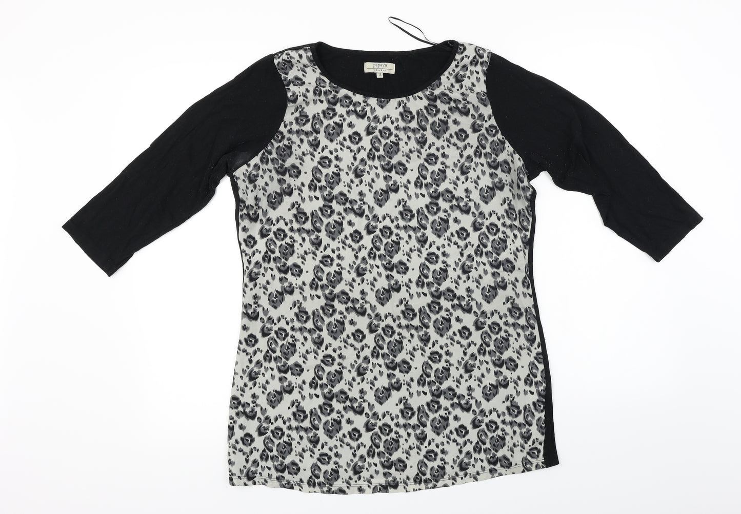 Papaya  Womens Black Animal Print  Basic Blouse Size 12