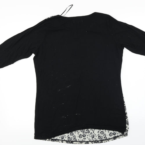 Papaya  Womens Black Animal Print  Basic Blouse Size 12