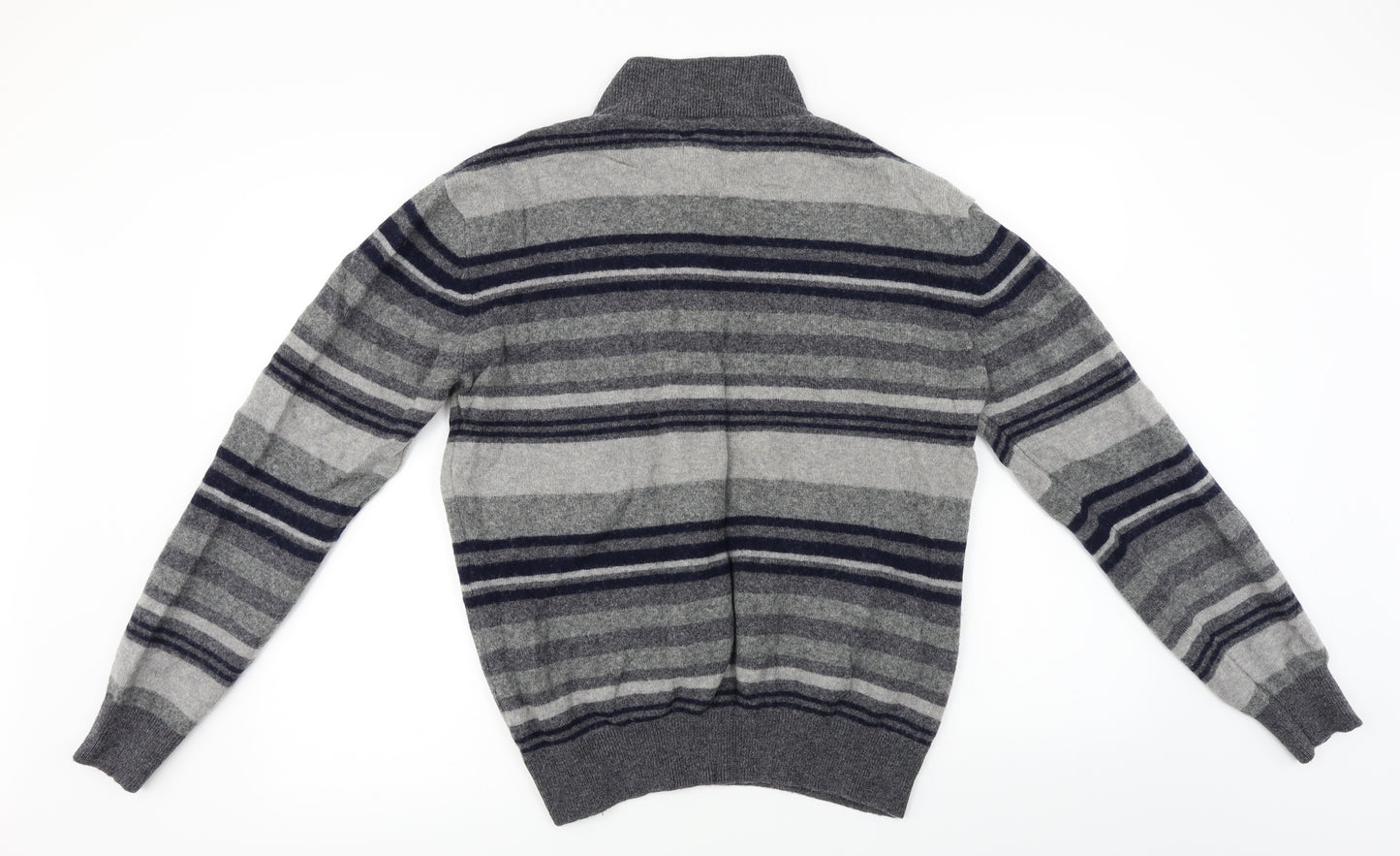 Marks and Spencer  Mens Grey Striped  Henley Jumper Size XL