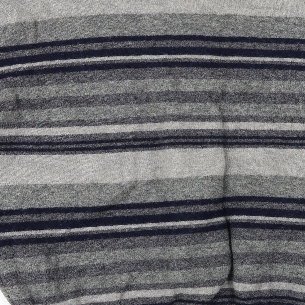 Marks and Spencer  Mens Grey Striped  Henley Jumper Size XL