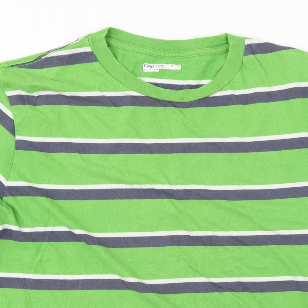Gap  Boys Green Striped  Basic T-Shirt Size 13 Years