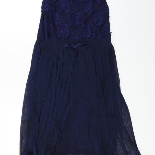 bead li dress Womens Blue Floral  A-Line  Size L