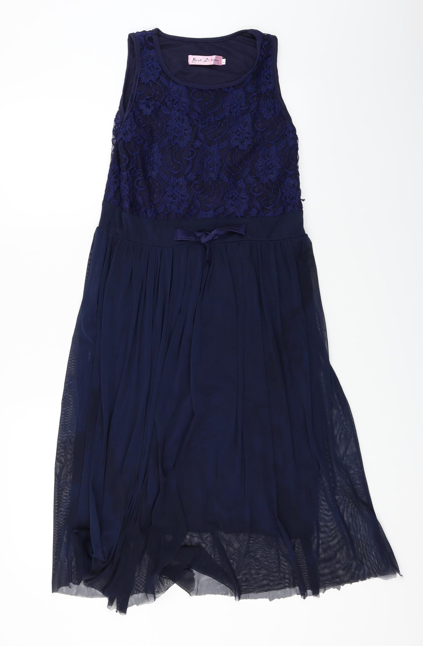 bead li dress Womens Blue Floral  A-Line  Size L
