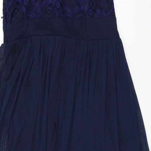 bead li dress Womens Blue Floral  A-Line  Size L