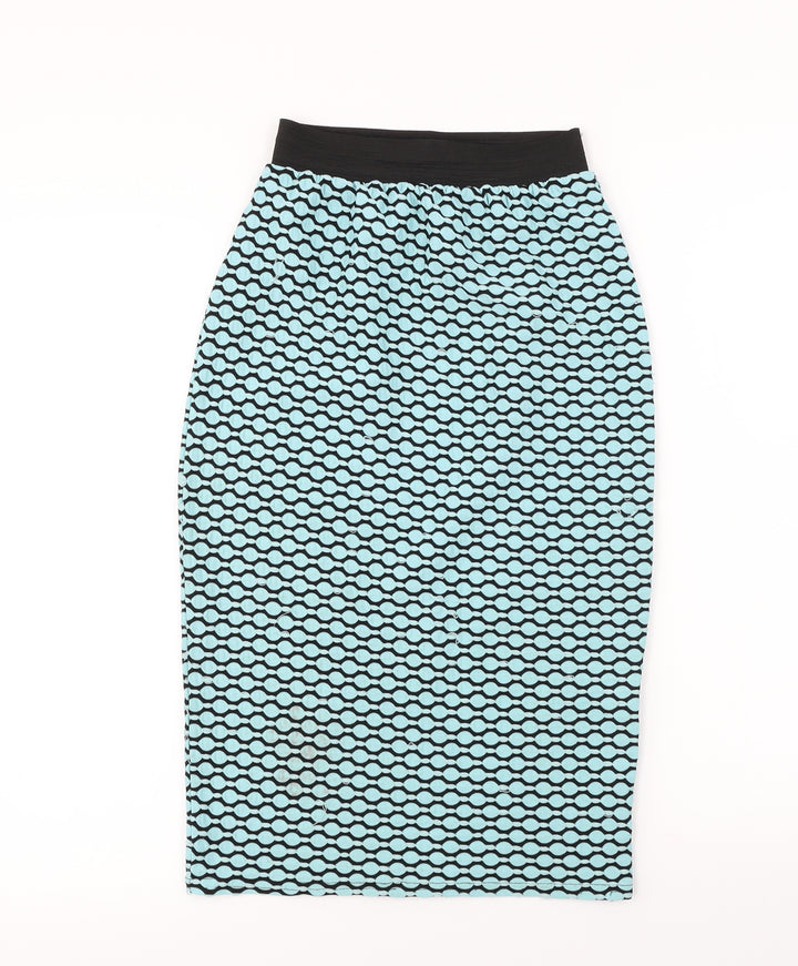 New Look Womens Blue Polka Dot Bandage Skirt Size 8