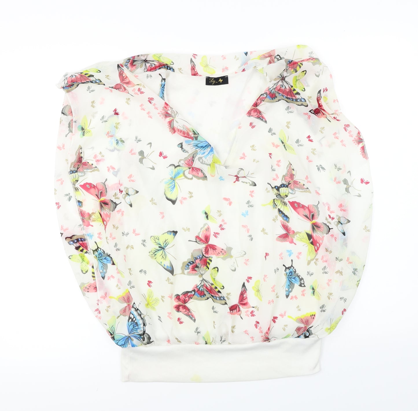 ly Womens White Floral  Basic Blouse Size 8