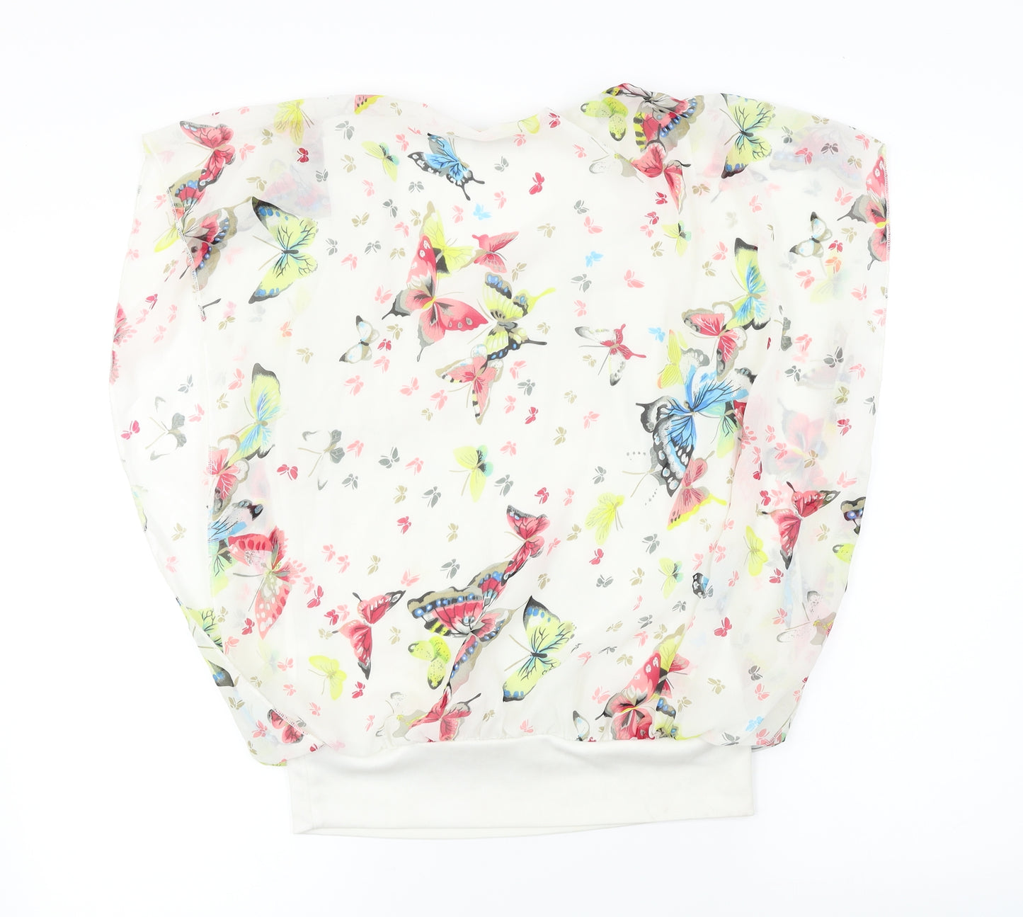 ly Womens White Floral  Basic Blouse Size 8