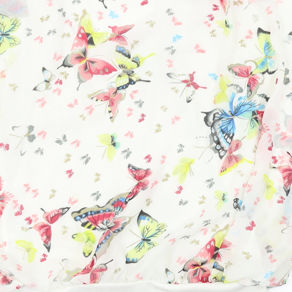 ly Womens White Floral  Basic Blouse Size 8