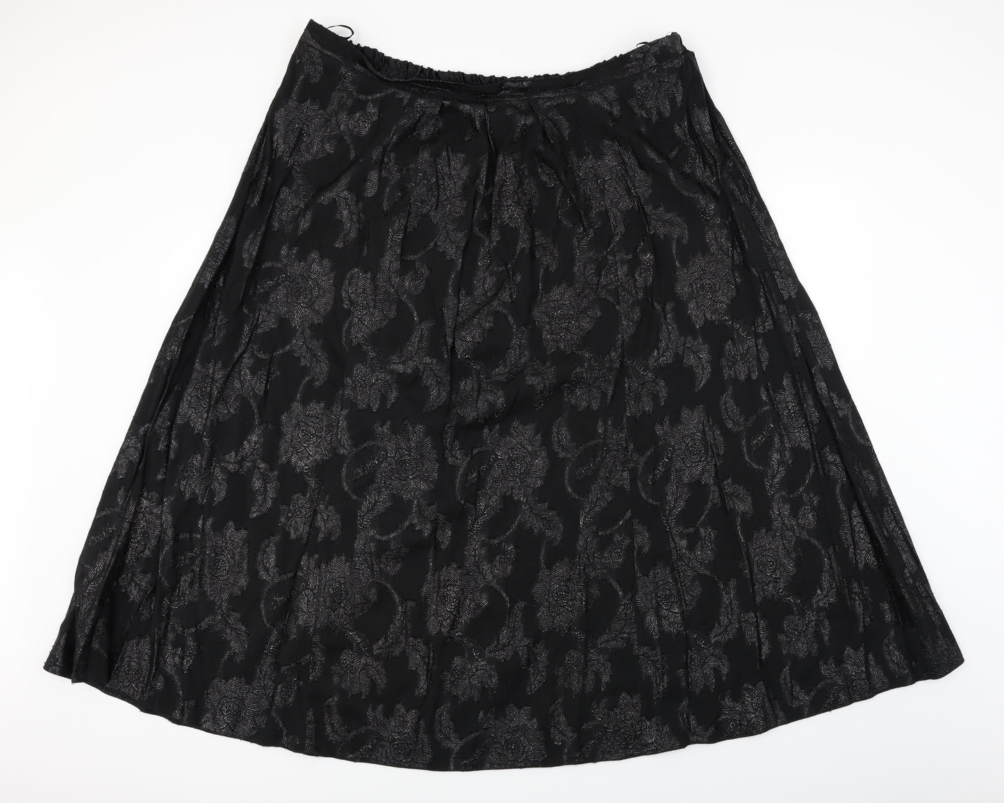 Essence    Womens Black Floral  A-Line Skirt Size 26