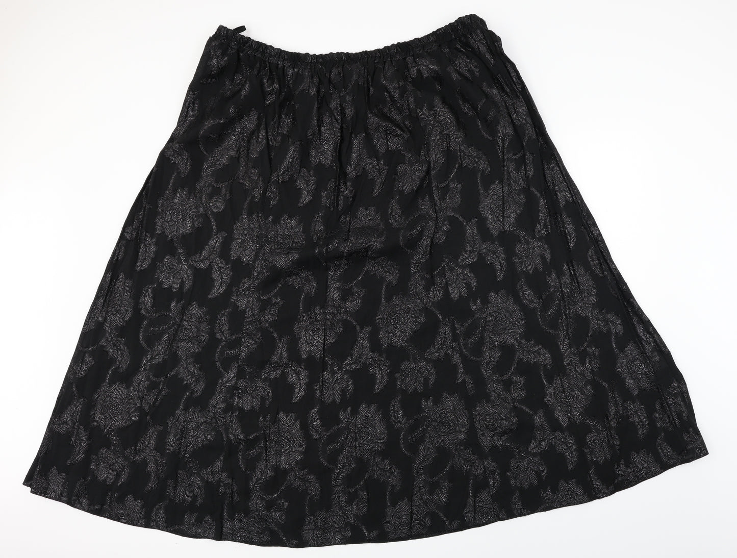 Essence    Womens Black Floral  A-Line Skirt Size 26