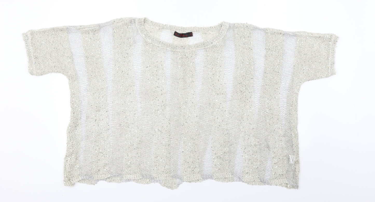 rosey burg Womens Beige Striped  Pullover Jumper Size S