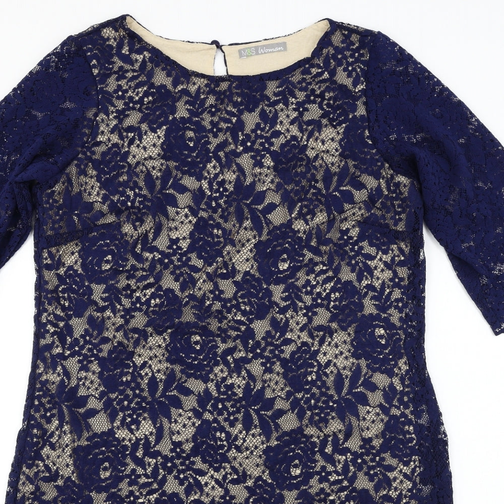 Marks and Spencer  Womens Blue Floral  Bodycon  Size 14